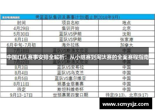 中国红队赛事安排全解析：从小组赛到淘汰赛的全面赛程指南